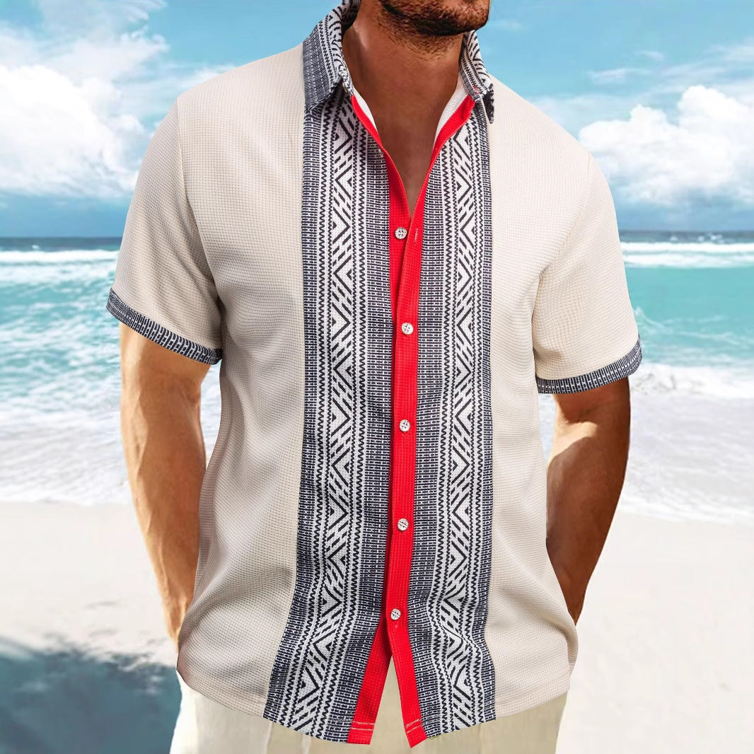 Herren Kurzarmhemd Ethno Muster Trendy Sommer