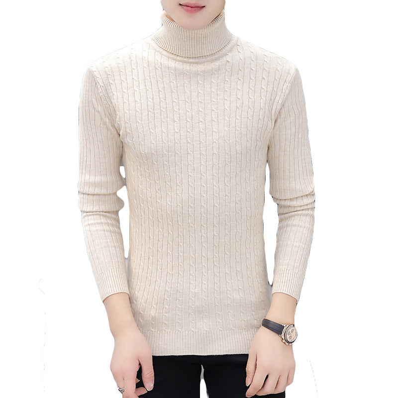 Herren Pullover Rollkragen Rippstrick Design Modern