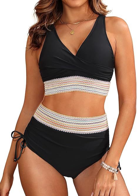 Damen Bikini Hochgeschnitten Elegantes Design Wickeloptik