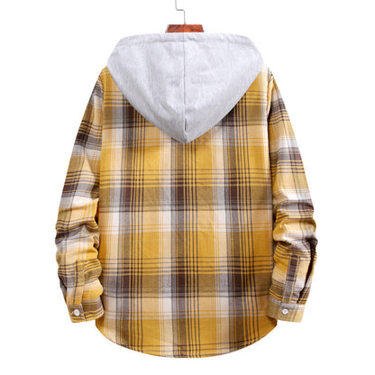 Herren Flanellhemdjacke Hood Karomuster Modern