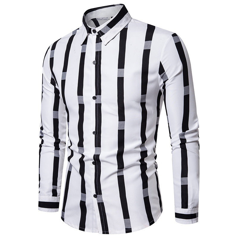 Herren Langarmhemd Streifenmuster Modern Slimfit