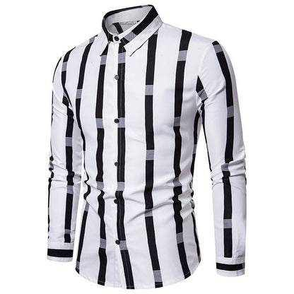 Herren Langarmhemd Streifenmuster Modern Slimfit