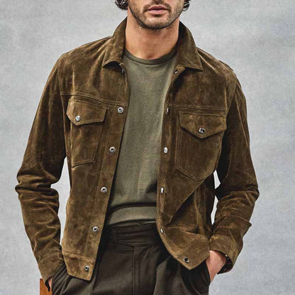 Herren Lederjacke Wildleder mit Brusttaschen Größe XL