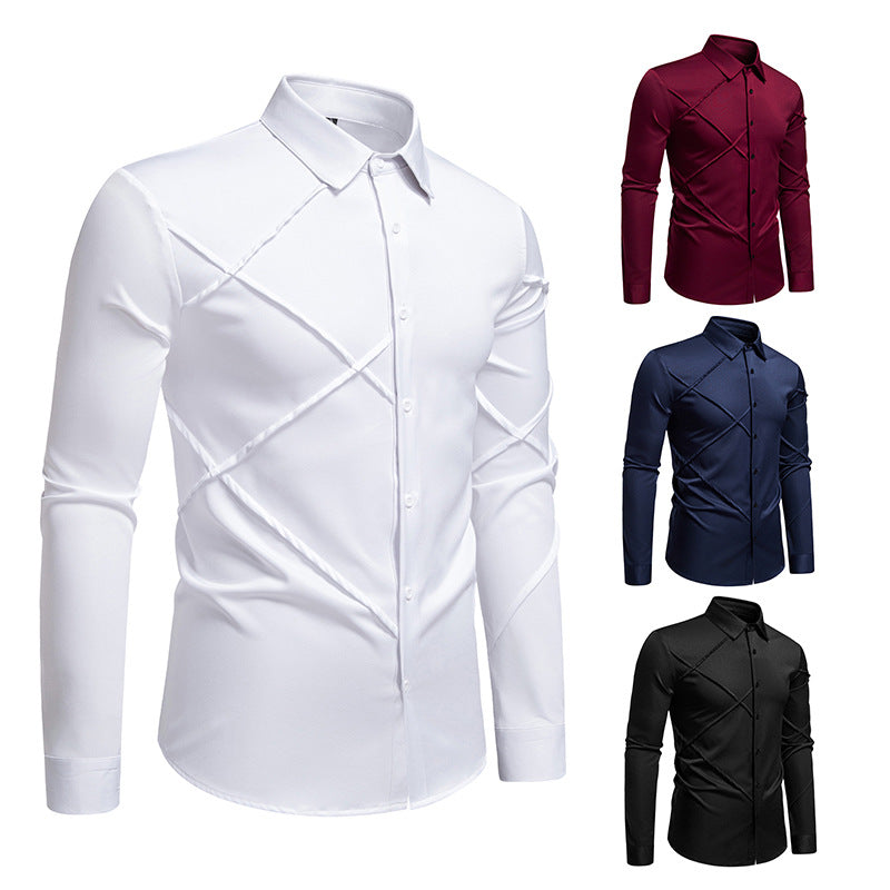 Herren Langarmhemd Asymmetrisch Modern Berlin Style