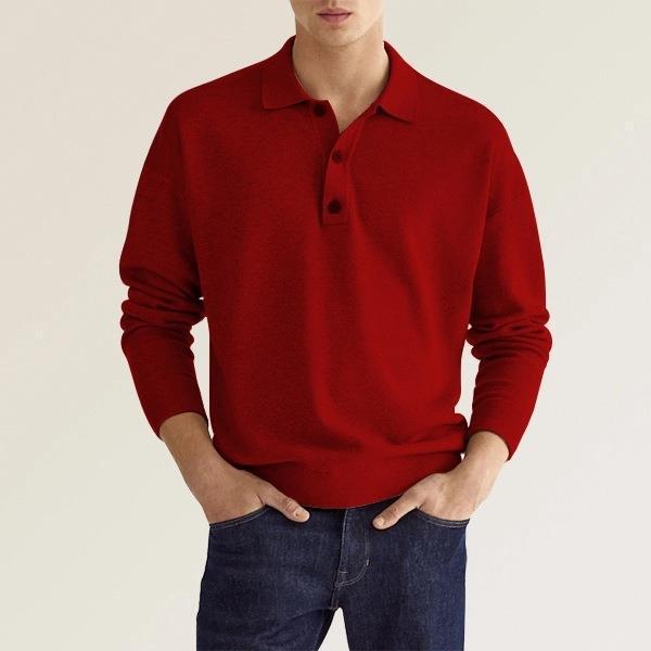 Herren Pullover Weit Schnitt Knopfleiste Modern