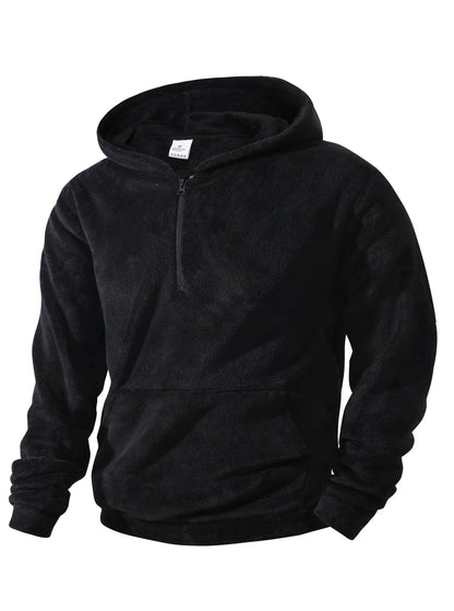 Herren Fleece-Hoodie Halblang Reißverschluss Sportlich