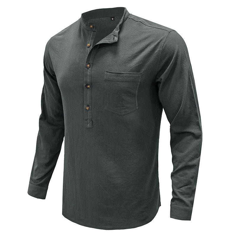 Herren Langarmshirt Mit Kragen Brusttasche Modern - BerlinGlamour