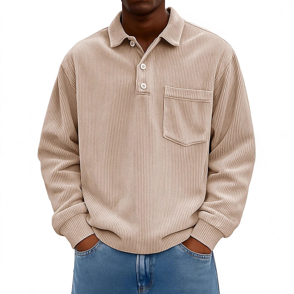 Herren Poloshirt Lässig Ripp Design Mit Brusttasche