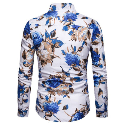 Herren Hemd Langarm Floralmuster Elegant Berlin