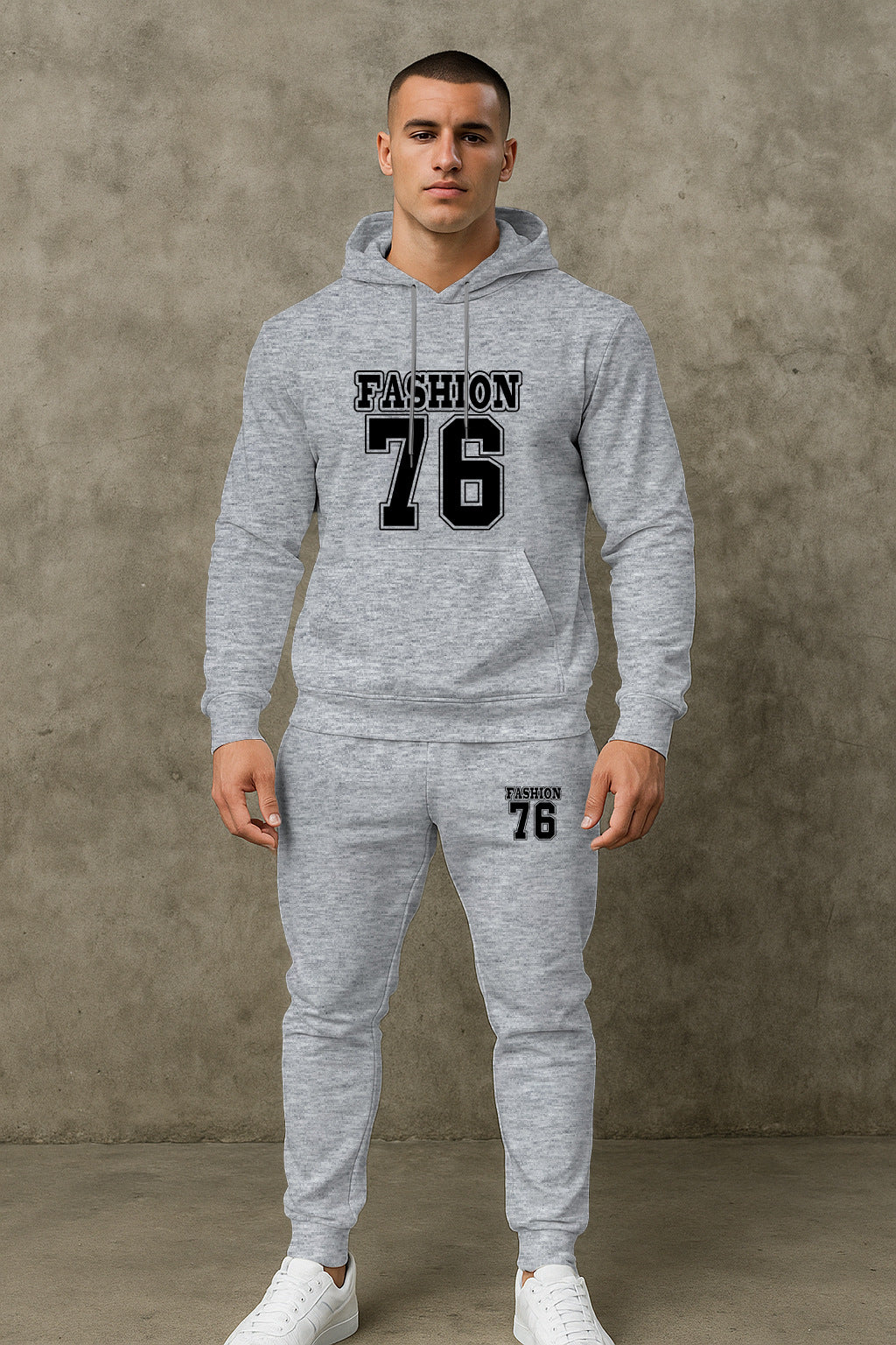 Herren Sport Set Hoodie Jogginghose Bequem Grau