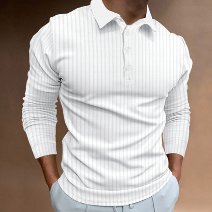 Herren Polo-Shirt Langarm Strukturiert Modern