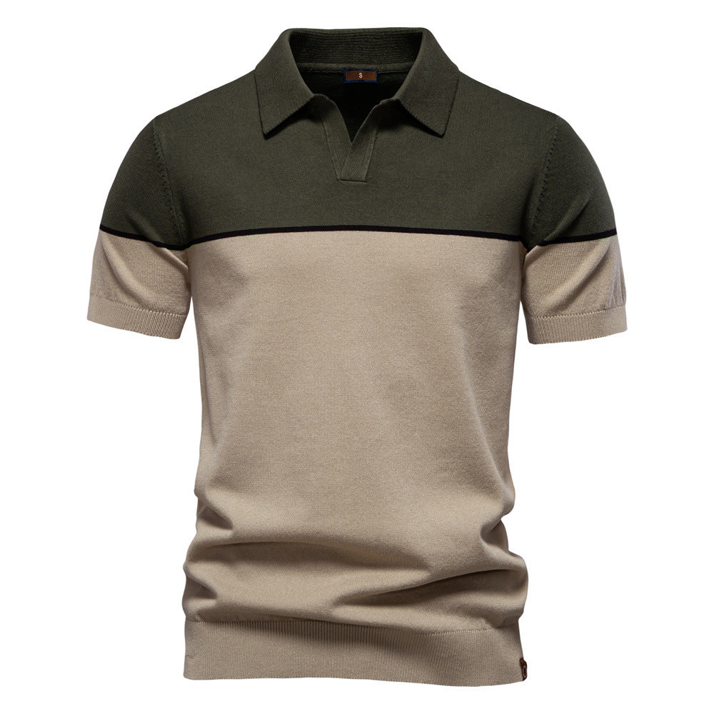 Herren Polo-Shirt Piqué-Textur Farbblock-Design Modern - BerlinGlamour