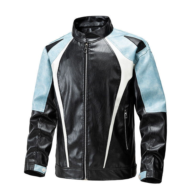 Herren Leder-Motorradjacke Sportlich Ergonomisch Sicherheit
