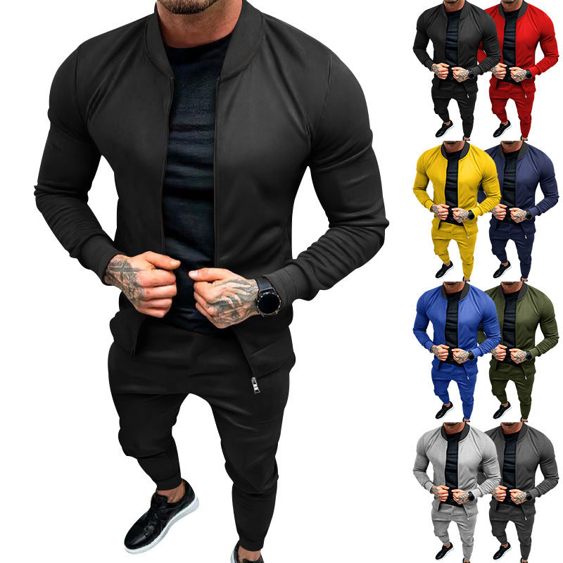 Herren Sportanzug Modern Stehkragen Reißverschlusstaschen