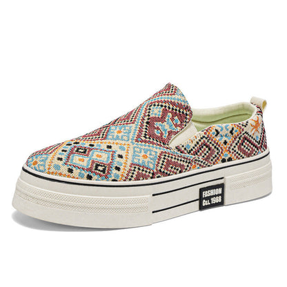 Damen Sneaker Slip-On Modisch Gewebt Einzigartig