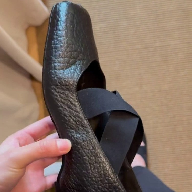 Damen Mokassins Elastisch Überkreuz Riemen Komfort Design