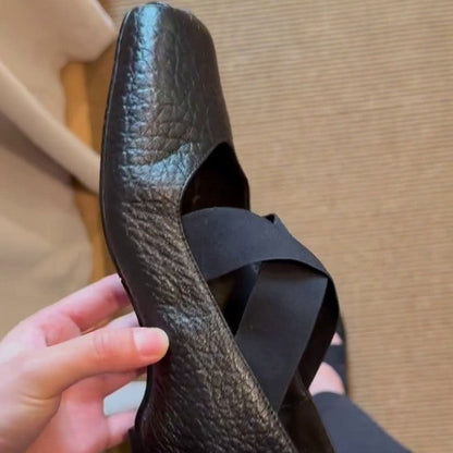 Damen Mokassins Elastisch Überkreuz Riemen Komfort Design