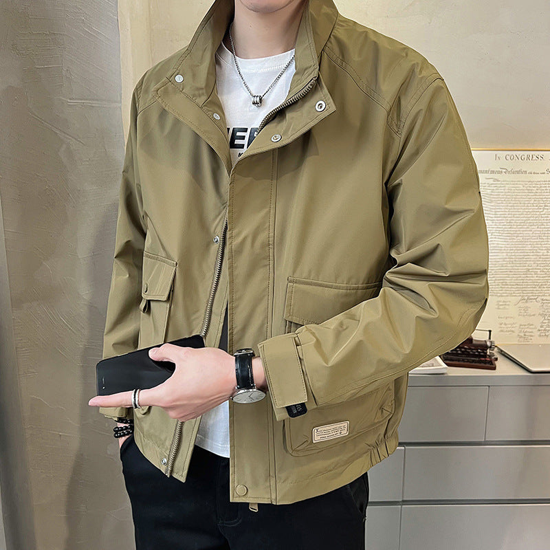 Herren Feldjacke Modern mit Taschen und Verstellbarem Kragen