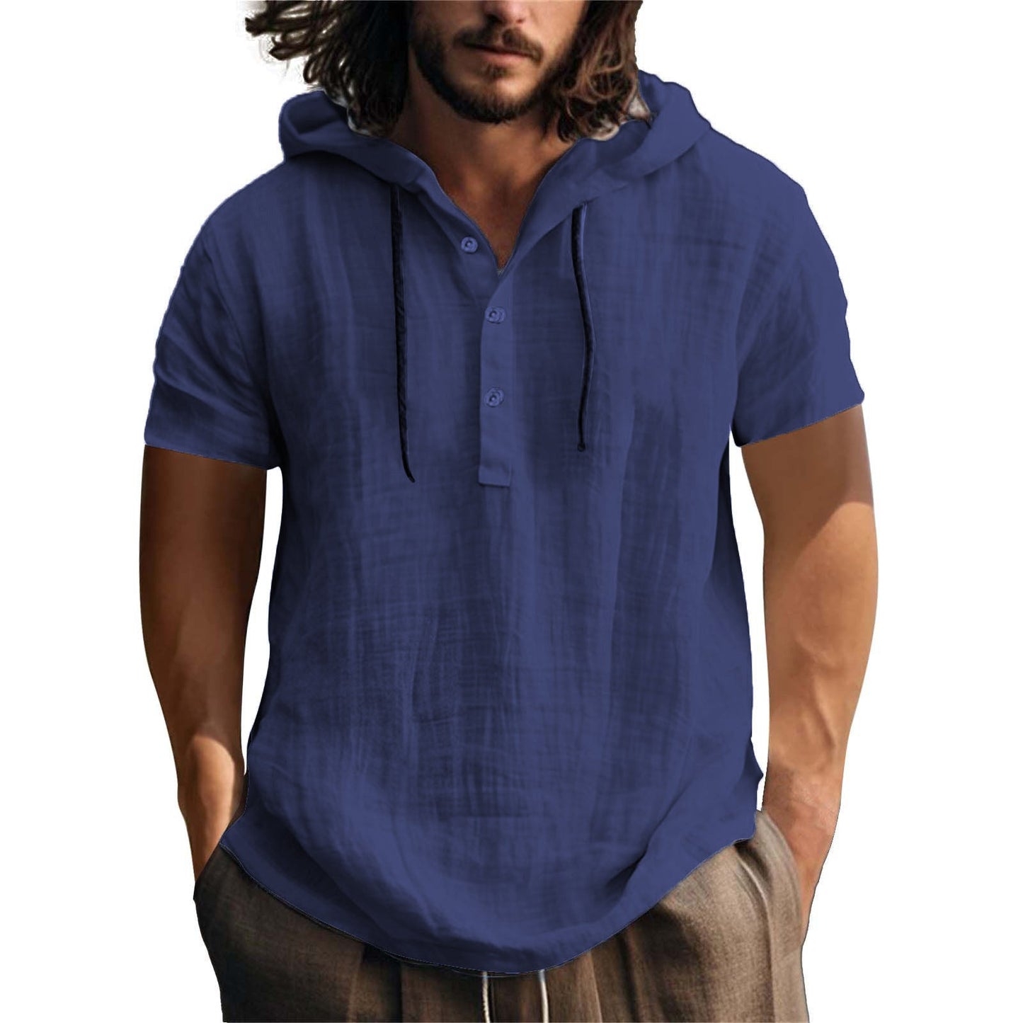 Herren Kapuzenshirt Lässig Baumwolle Schwarz