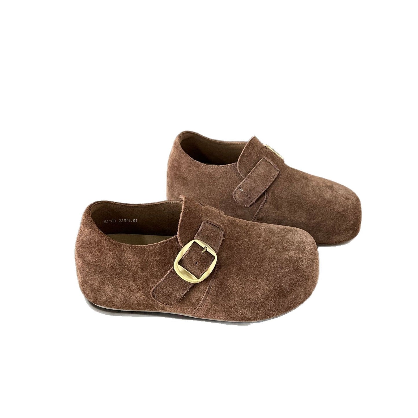 Damen Clogs Wildleder Bequem mit Schnalle Modern