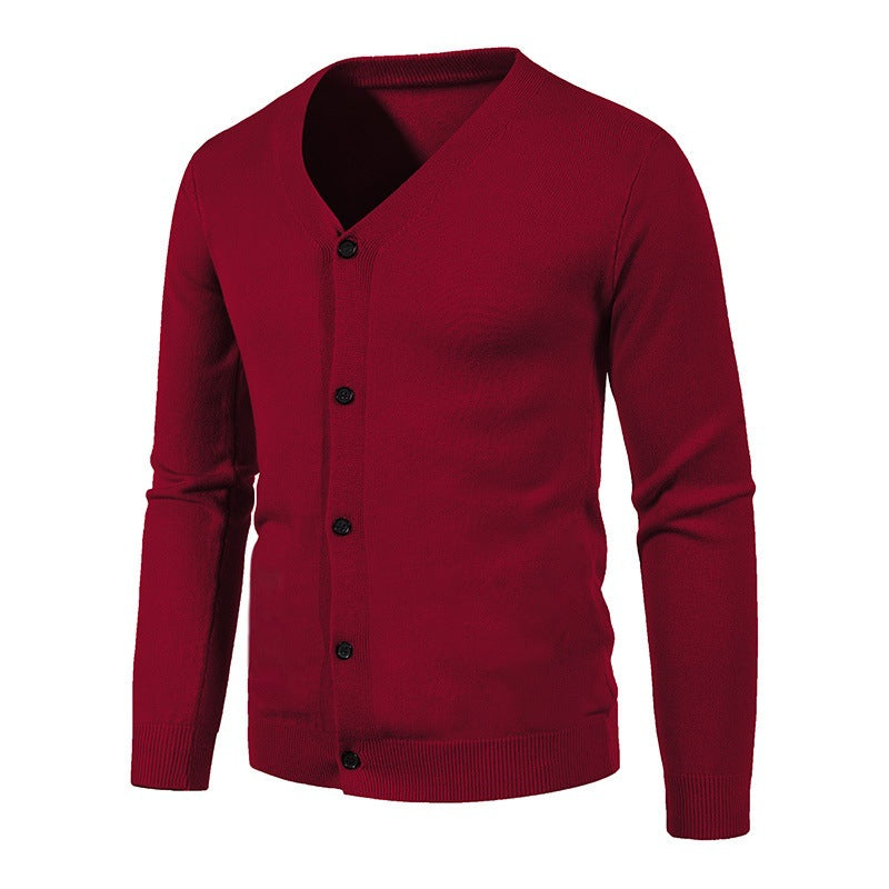 Herren Strickjacke Modern V-Ausschnitt Knopfleiste Elegante