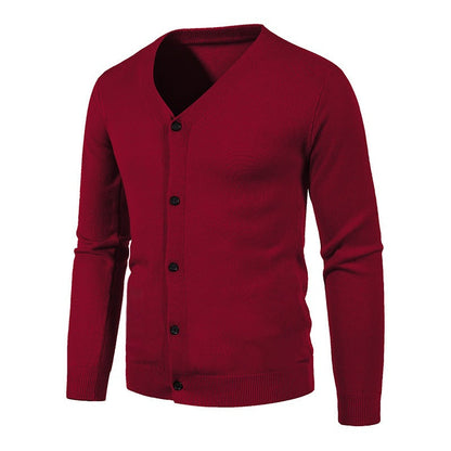 Herren Strickjacke Modern V-Ausschnitt Knopfleiste Elegante