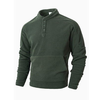 Herren Fleece Pullover Kuschelig Warm mit Knöpfen