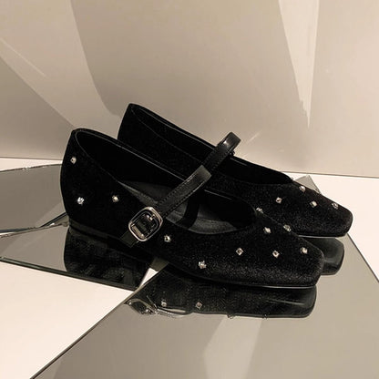 Damen Ballerinas Glamour Strass Schuhe Modern