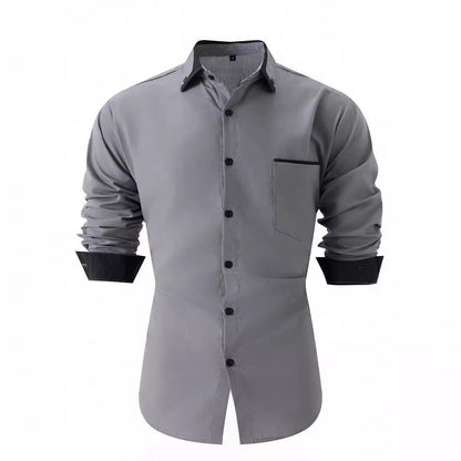 Herren Langarmhemd mit Kontrastdetails Modern Stylish
