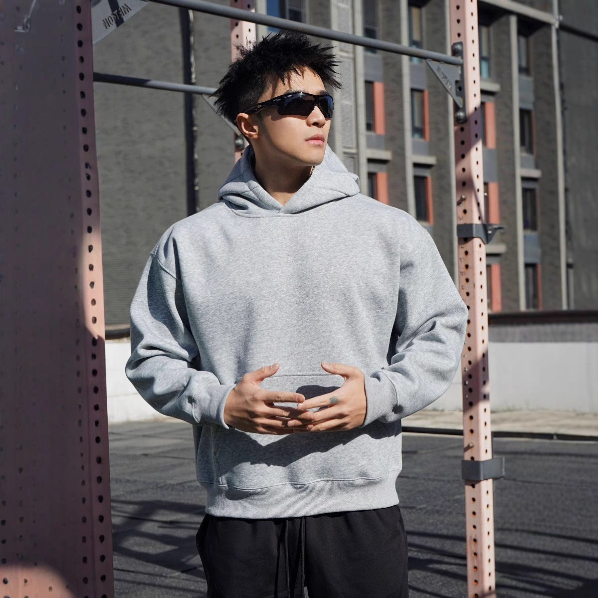 Herren Sweatshirt Oversized Kapuzenpulli Baumwolle Modern