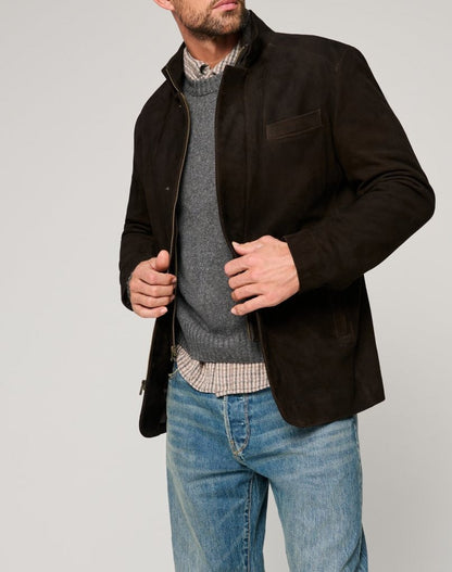 Herren Lederjacke Modern Wildleder Schnitt mit Taschen