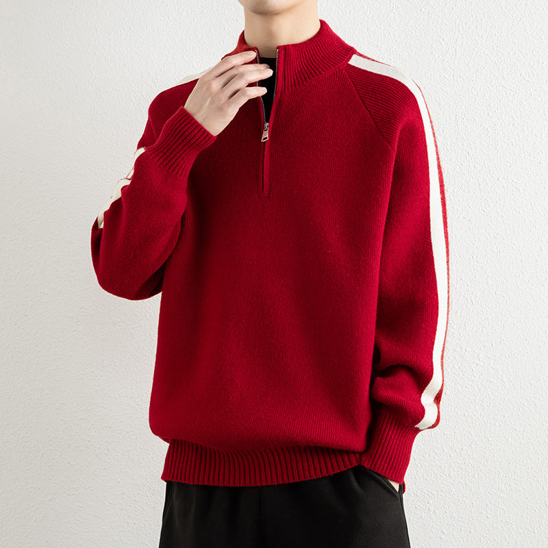 Herren Pullover Sportlich Modern mit Halbzipper