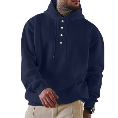 Herren Kapuzenpullover Modern mit Knöpfen und Kordelzug