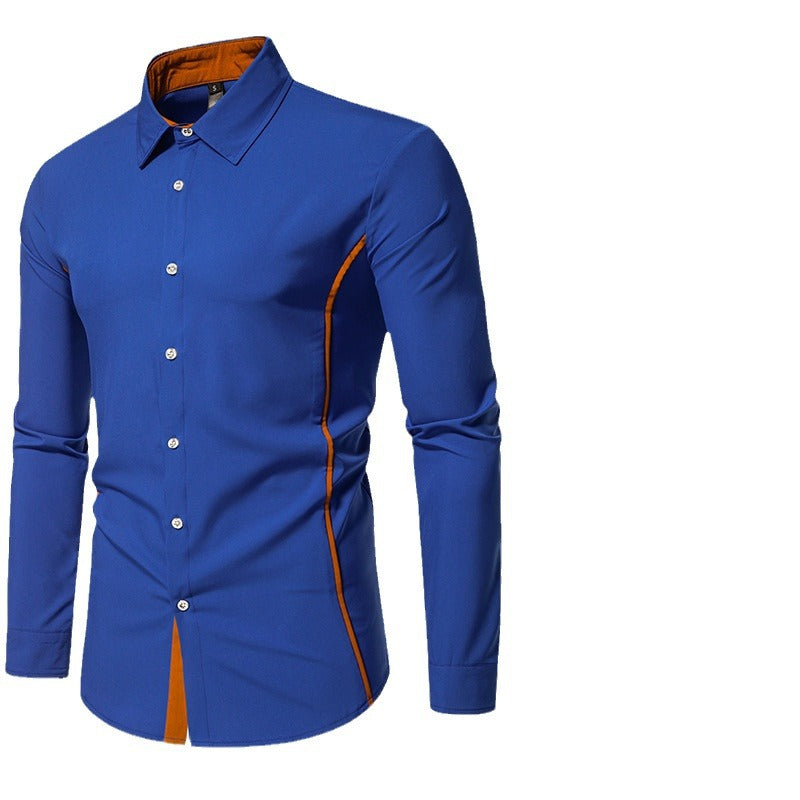 Herren Langarmhemd Elegantes Business Hemd Mit Kontrast