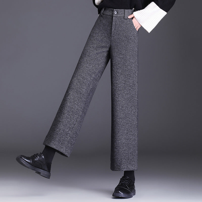 Damen Wollhose Weite Bein mit Klassischem Muster
