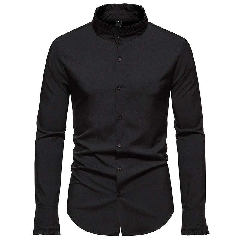 Herren Hemd Langarm Elegantes Rüschenhemd Modern