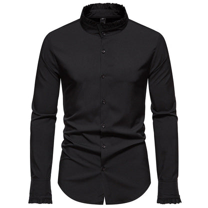 Herren Hemd Langarm Elegantes Rüschenhemd Modern