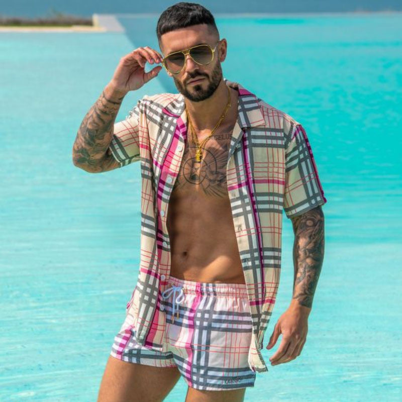 Herren Strandset Kurzarm Sommer Modern