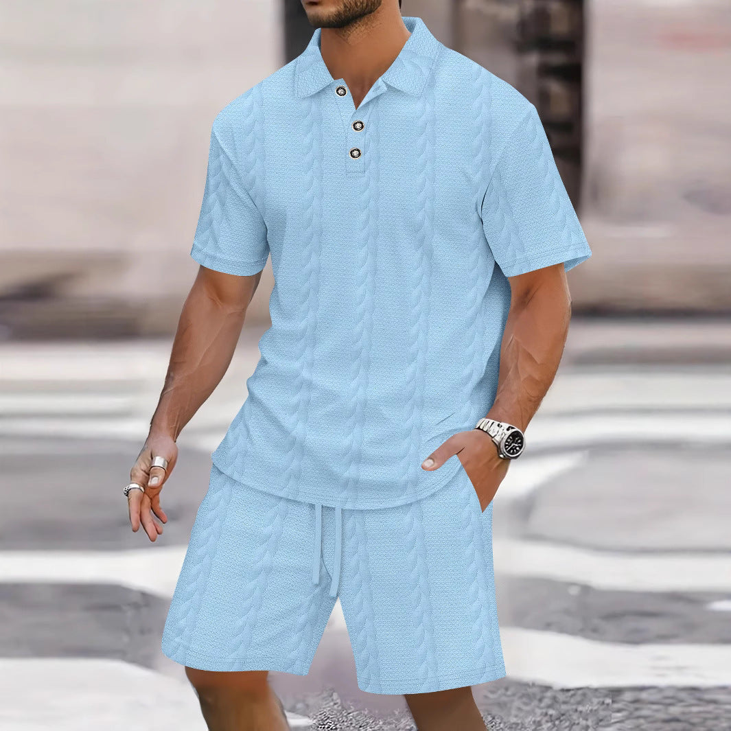 Herren Freizeit-Set Poloshirt mit Struktur und Shorts Sommer - BerlinGlamour