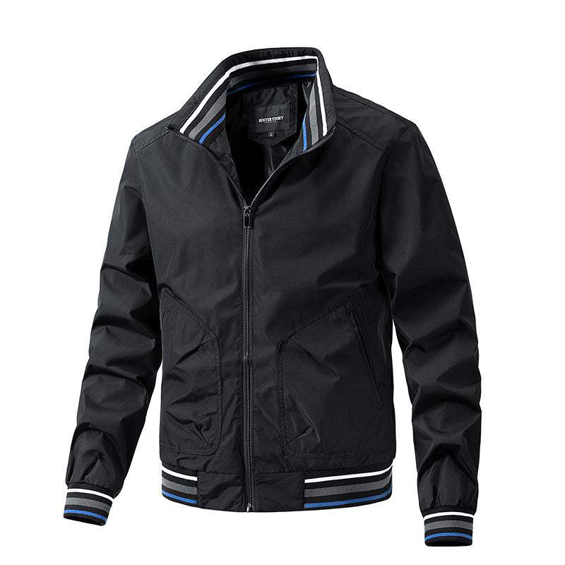 Herren Bomberjacke Modern Kontrast Kragen Hochwertig