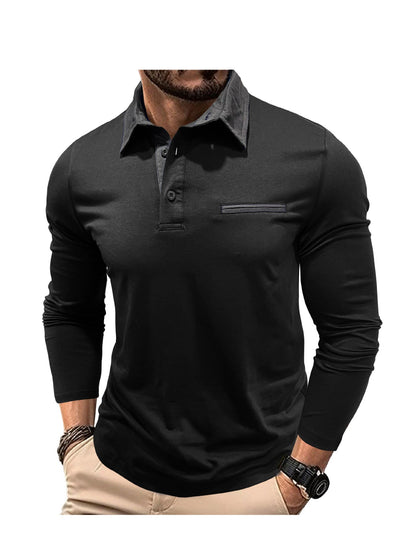 Herren Poloshirt Modern Kragen Taschen Elegant