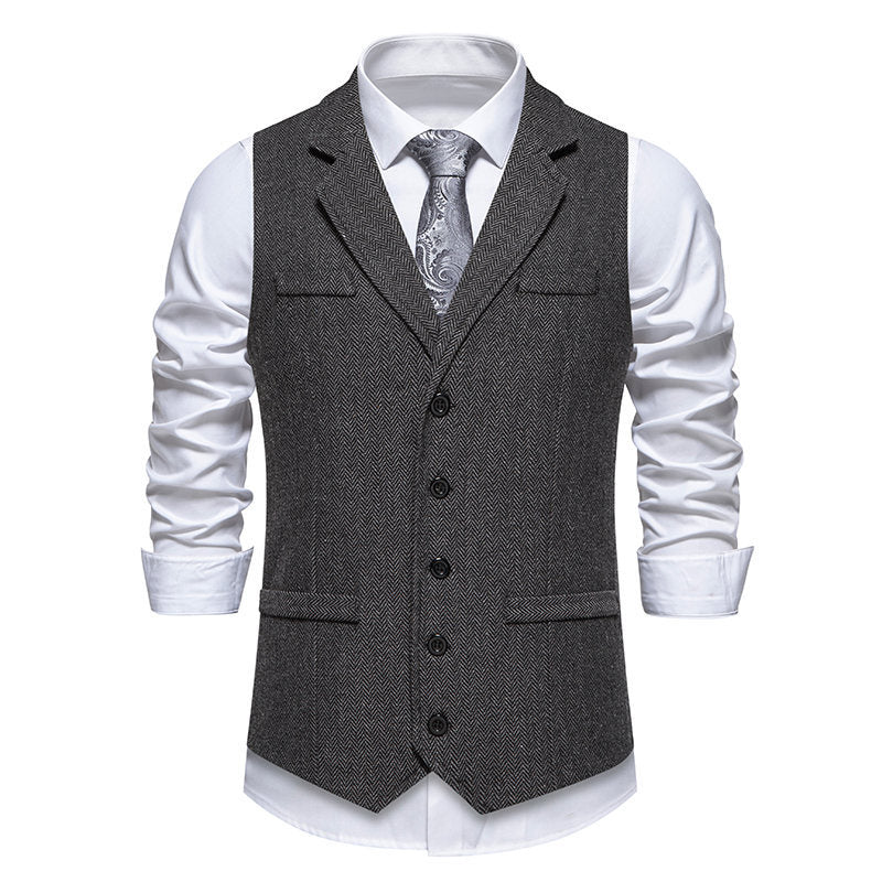 Herren elegante Tweed-Anzugweste mit praktischen aufgesetzten Taschen und klassischem Schnitt BerlinGlamour