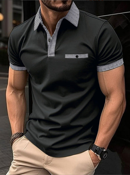 Herren Poloshirt Kurzarm Kariert Modern