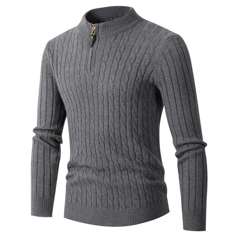 Herren Strickpullover Rippoptik Reißverschluss Modern