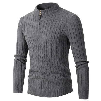 Herren Strickpullover Rippoptik Reißverschluss Modern