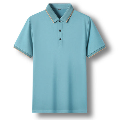 Herren Poloshirt Fein Piqué Kragen Kontrast Modern