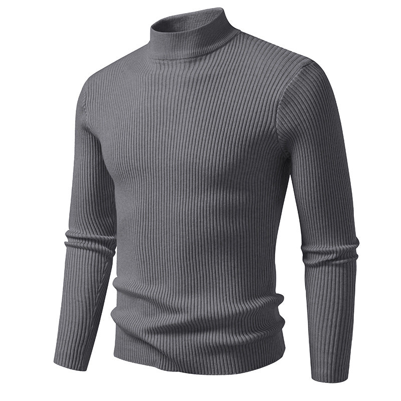 Herren Rollkragenpullover Strick Material Modern Schwarz