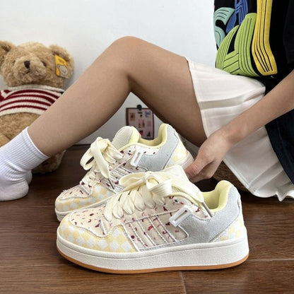 Damen Sneaker Karomuster Bequem Gummisohle Modisch - BerlinGlamour
