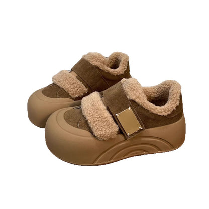 Damen Clogs Flauschig Verstellbar Klettverschluss Bequem