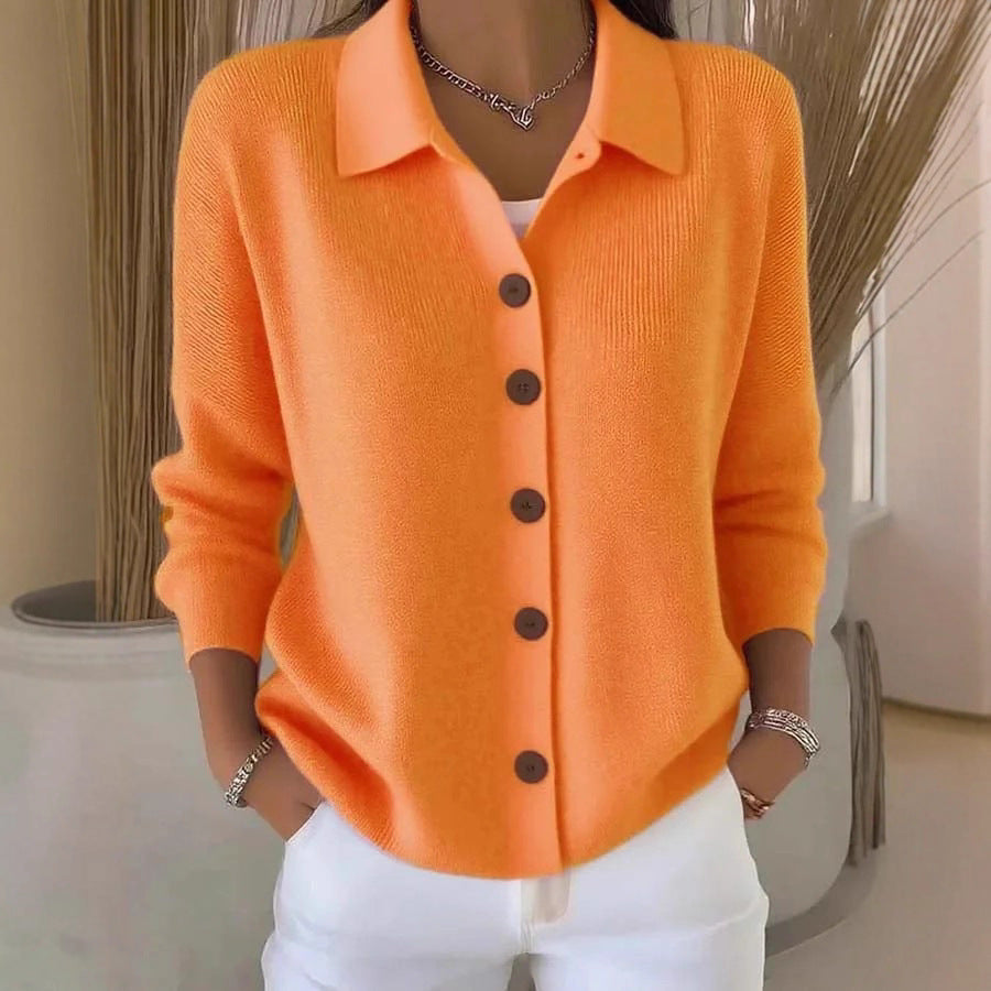 Damen Strickjacke Knöpfe Langarm